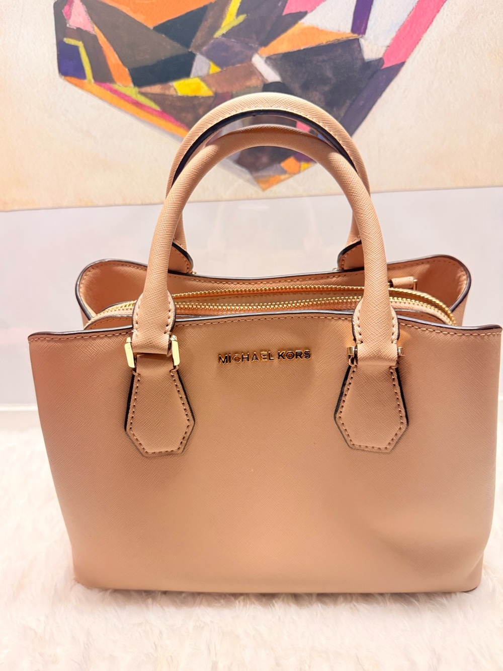 MICHAEL KORS Tan Top Handle Bag